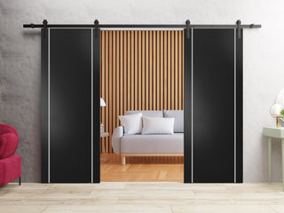Sturdy Double Barn Door 48 x 80 with | Planum 0410 Matte Black with  | 13FT