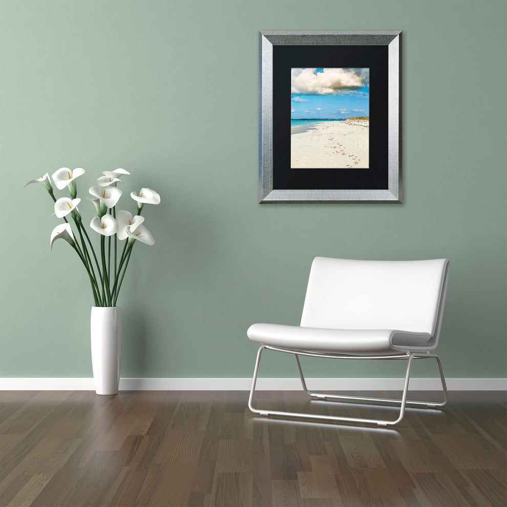 "Beach Walk" Framed Art by Yale Gurney, Silver, Black, 16"x20"