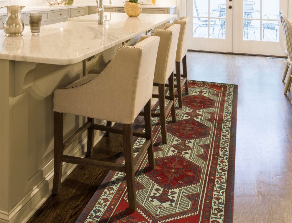 Fine Vintage Distressed Hamide Red/Ivory Runner, 3'3x10'10