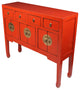 Chinese Console Lacquer Lady Chest, Red