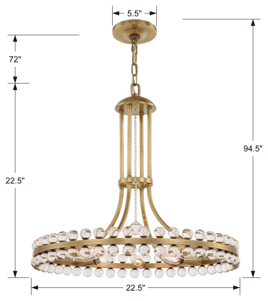 Clover 8 Light Aged Brass Chandelier