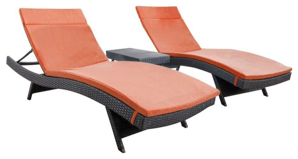 GDF Studio 3-Piece Savana Outdoor Wicker Lounge, Cushions, Coffee Table