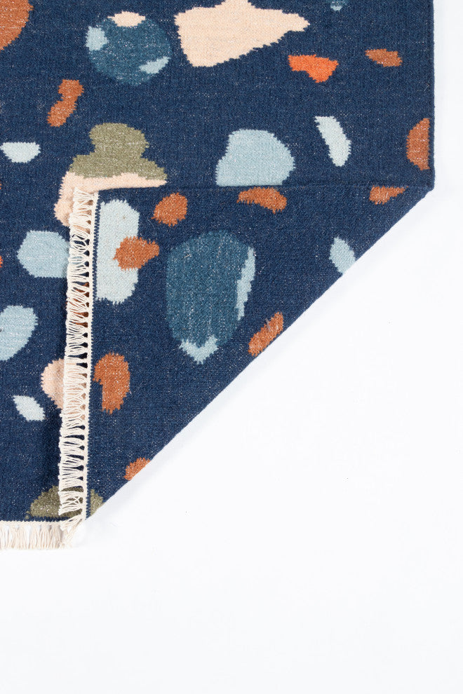 Novogratz Jem Terri Hand Woven Wool Area Rug, Navy, 7'9"x9'9"