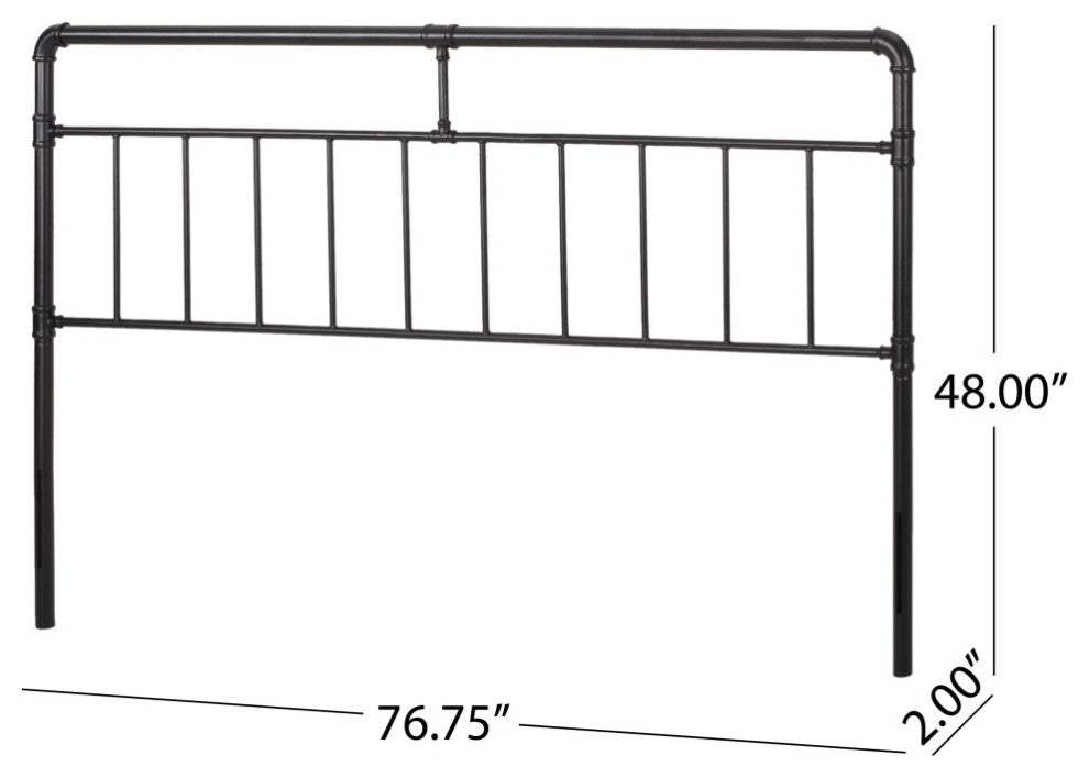 Ina Contemporary Iron King Headboard, Flat Black