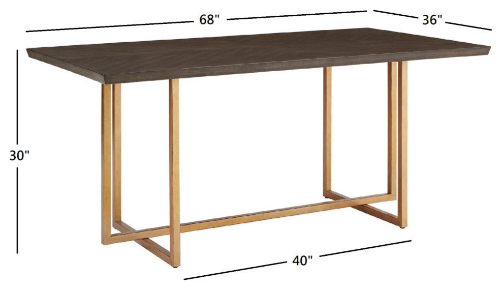 Chesher Gold Finish 68-inch Rectangular Dining Table