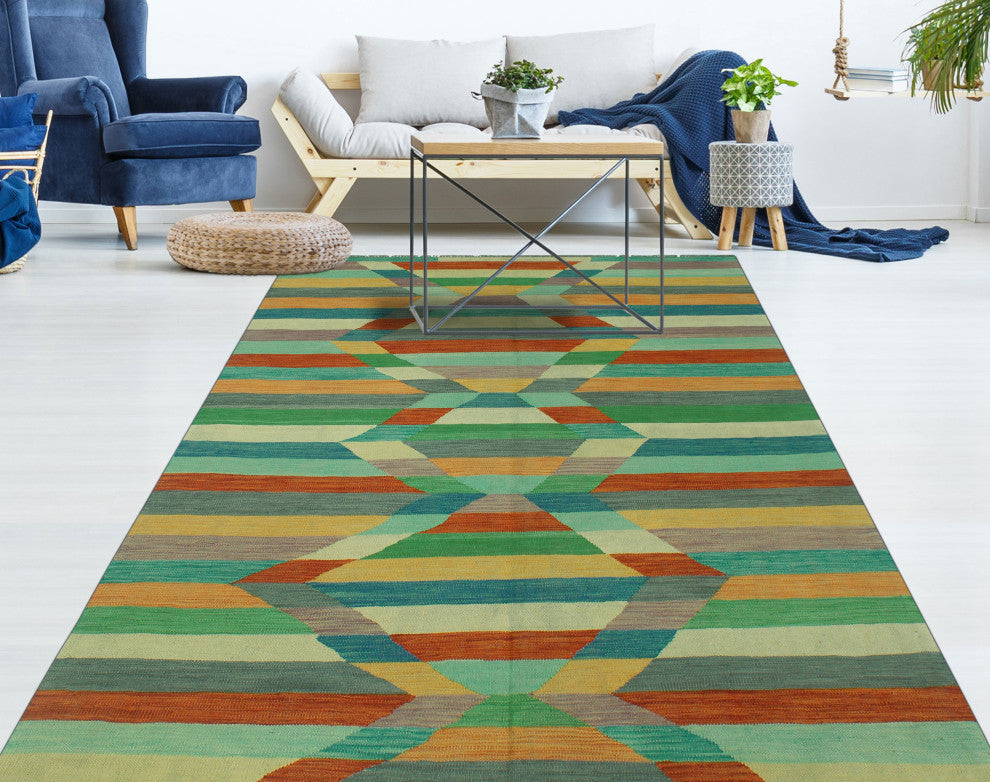 Winchester Kilim Burhan Blue/Ivory Rug, 5'6x7'9
