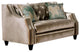 Chenille And Wooden Love Seat with Bench Style Cushion Design, Champagne