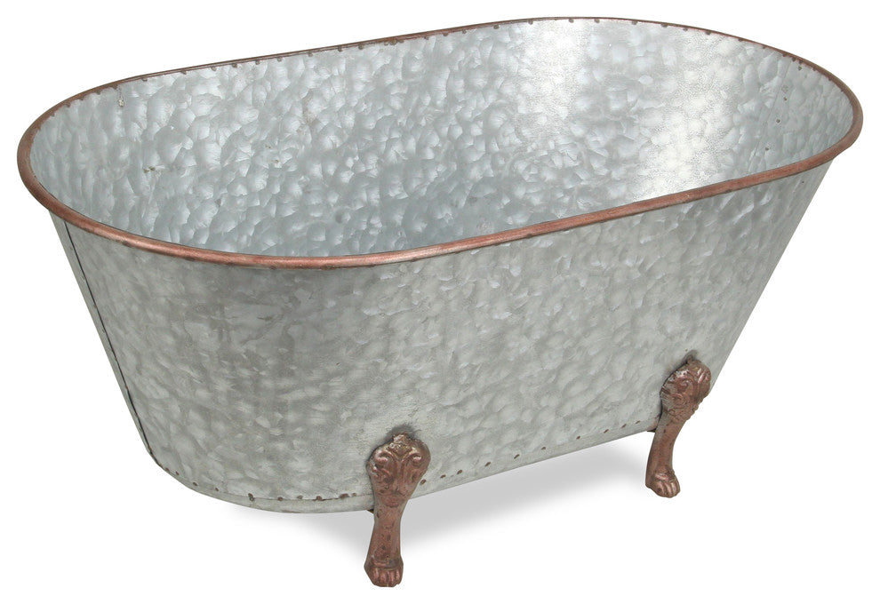Lavande Metal Tub Decor - Large - Galvanized