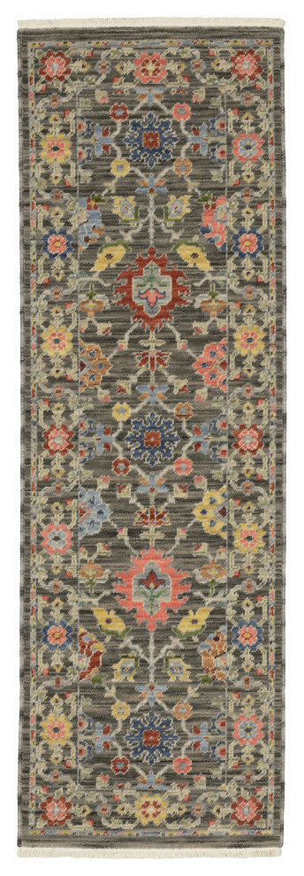 Leoness Floating Floral Indoor Area Rug, Grey, 2' x 6'