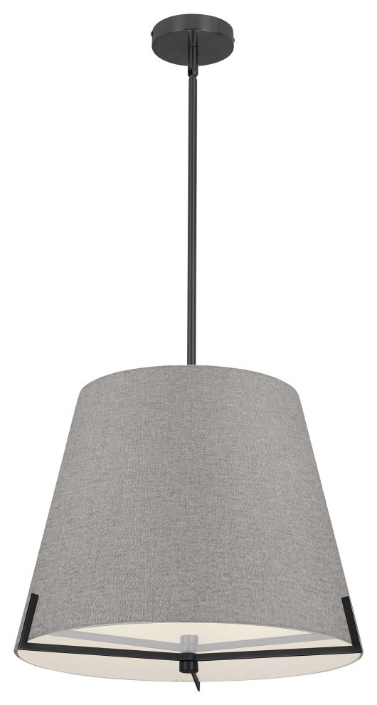 Preston Contemporary 4 Light Grey Matte Black Fabric Pendant