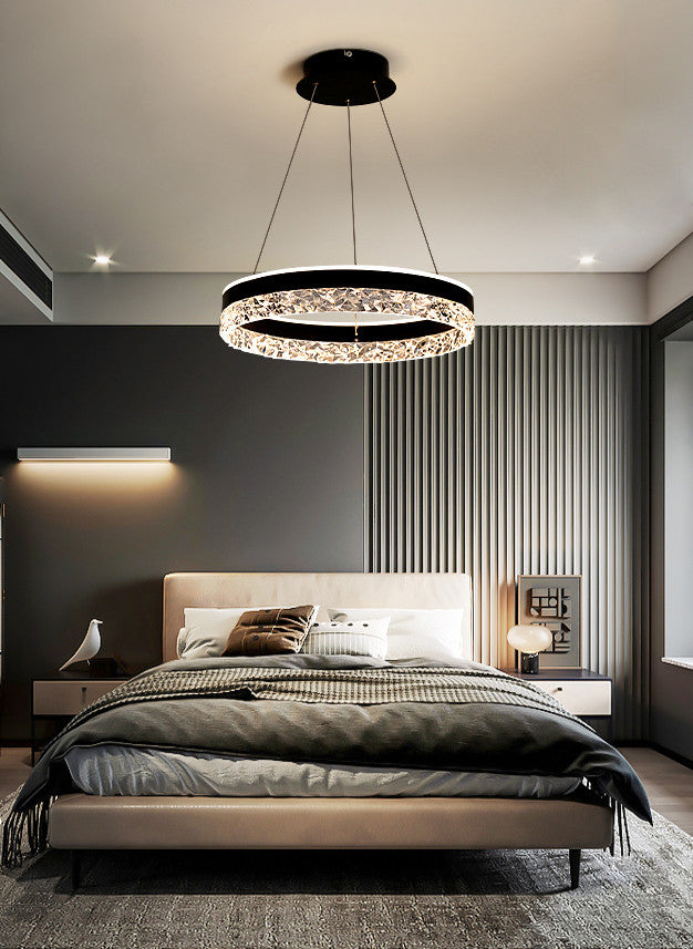 Chatel-Saint-Denis | Crystal Chandelier in the Shape of Ring, Black, Remote Dimming