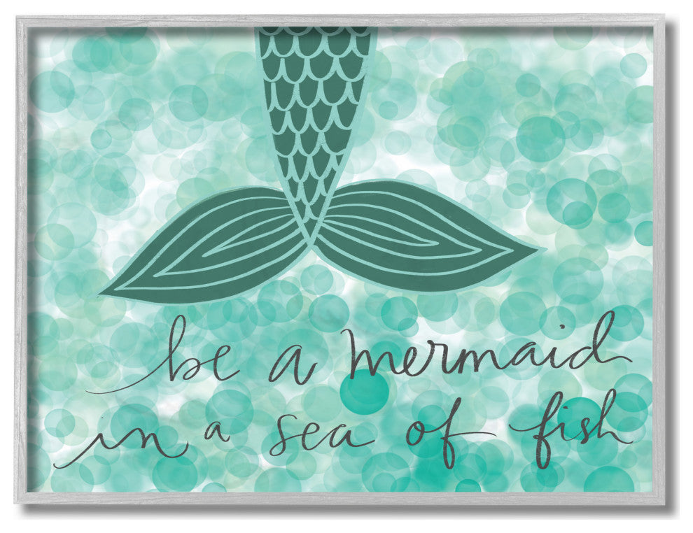 Stupell Industries Teal and Green Script Be A Mermaid, 16 x 20