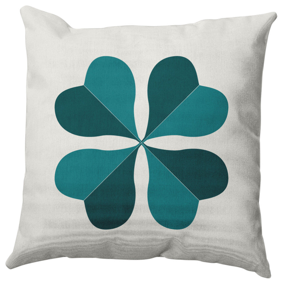 Lucky Clover St. Patrick's Day Indoor/Outdoor Pillow, Ocean Abyss Green, 18x18"