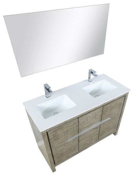 Lafarre Contemporary 48" Rustic Acacia Double Sink Bathroom Vanity Set, Labaro R