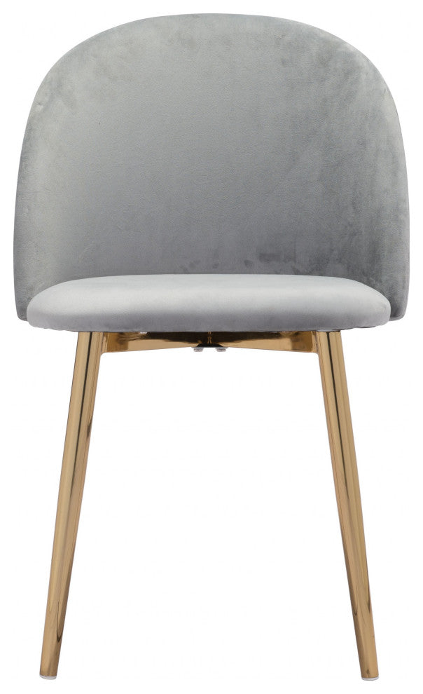 Set of Two Pale Gray and Gold Modern Pringle Dining Chairs