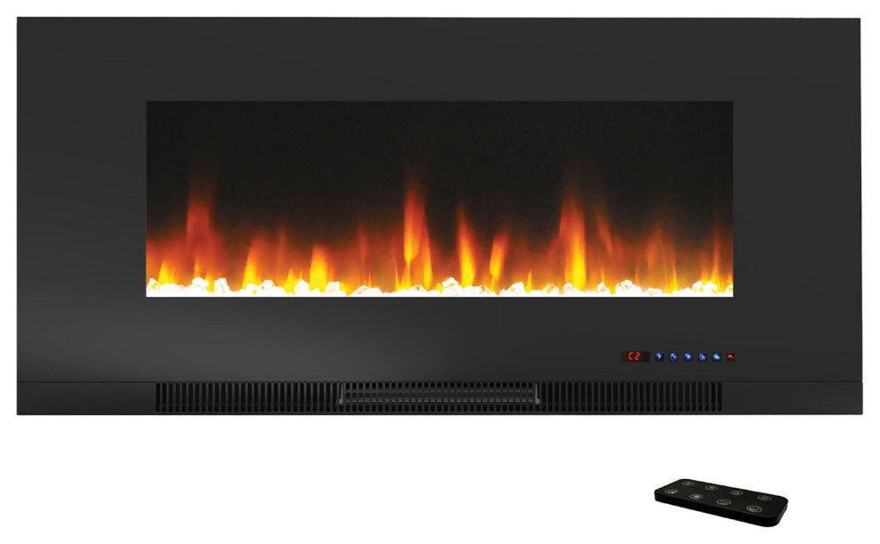 42" Wall-Mount Electric Fireplace, Black