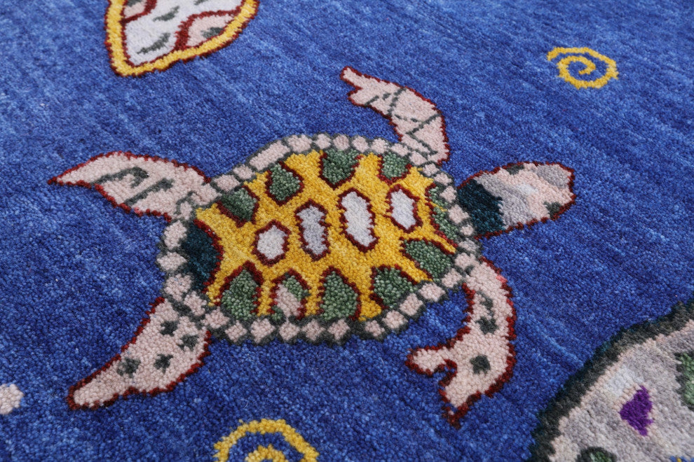 5' 1" X 7' 2" Gabbeh Turtle Design Hand Knotted Rug - Q13527