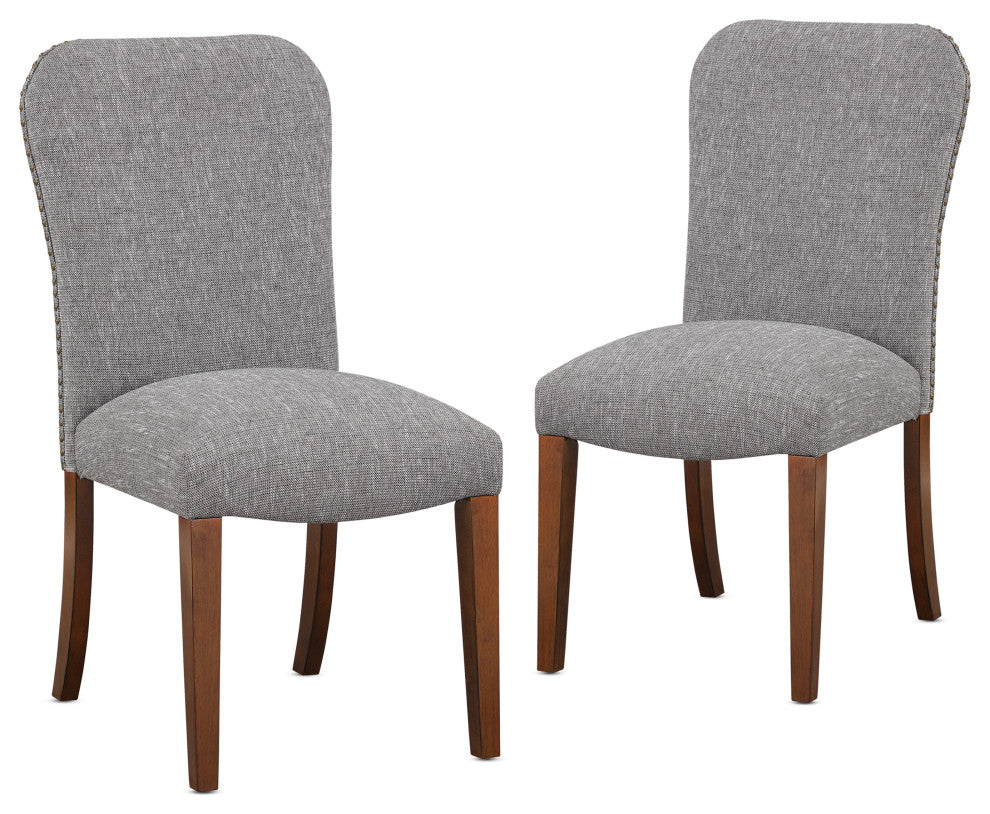 Salina Dining Chair in Performance Fabric with Nail Heads - set of 1, Ashen Grey