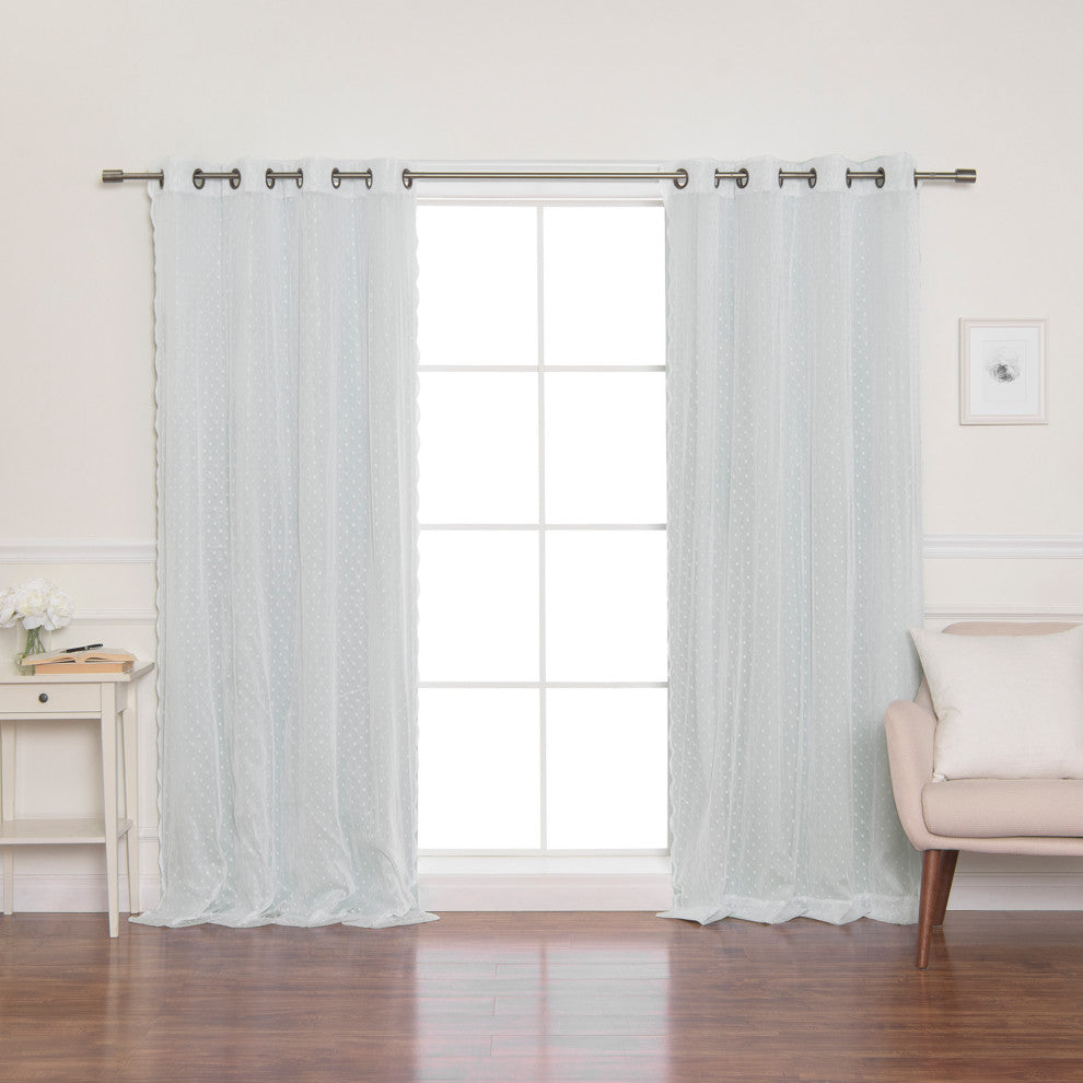 Sheer Pretty Dot and Blackout Curtains, Mint, 52"x84"