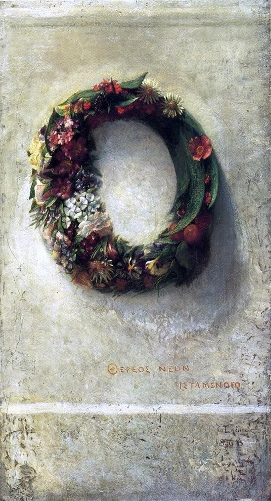 John La Farge Wreath of Flowers, Gallery Wrapped Canvas Print, 15"x30"