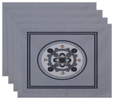 Kaleidoscope Geometric Print Placement, Rain Cloud, Set of 4