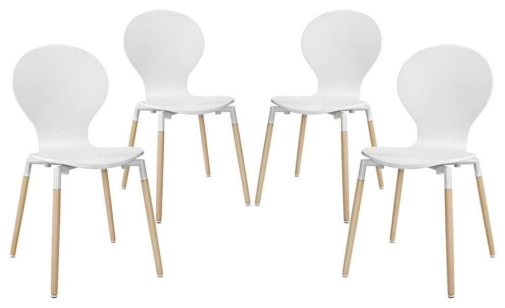 Modern White Path Dining Chair Set of 4