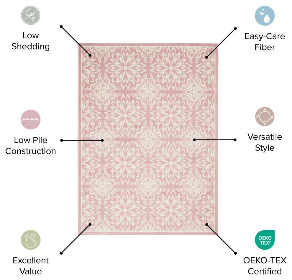 Nourison Jubilant 6' x 9' Ivory Pink Farmhouse Indoor Area Rug