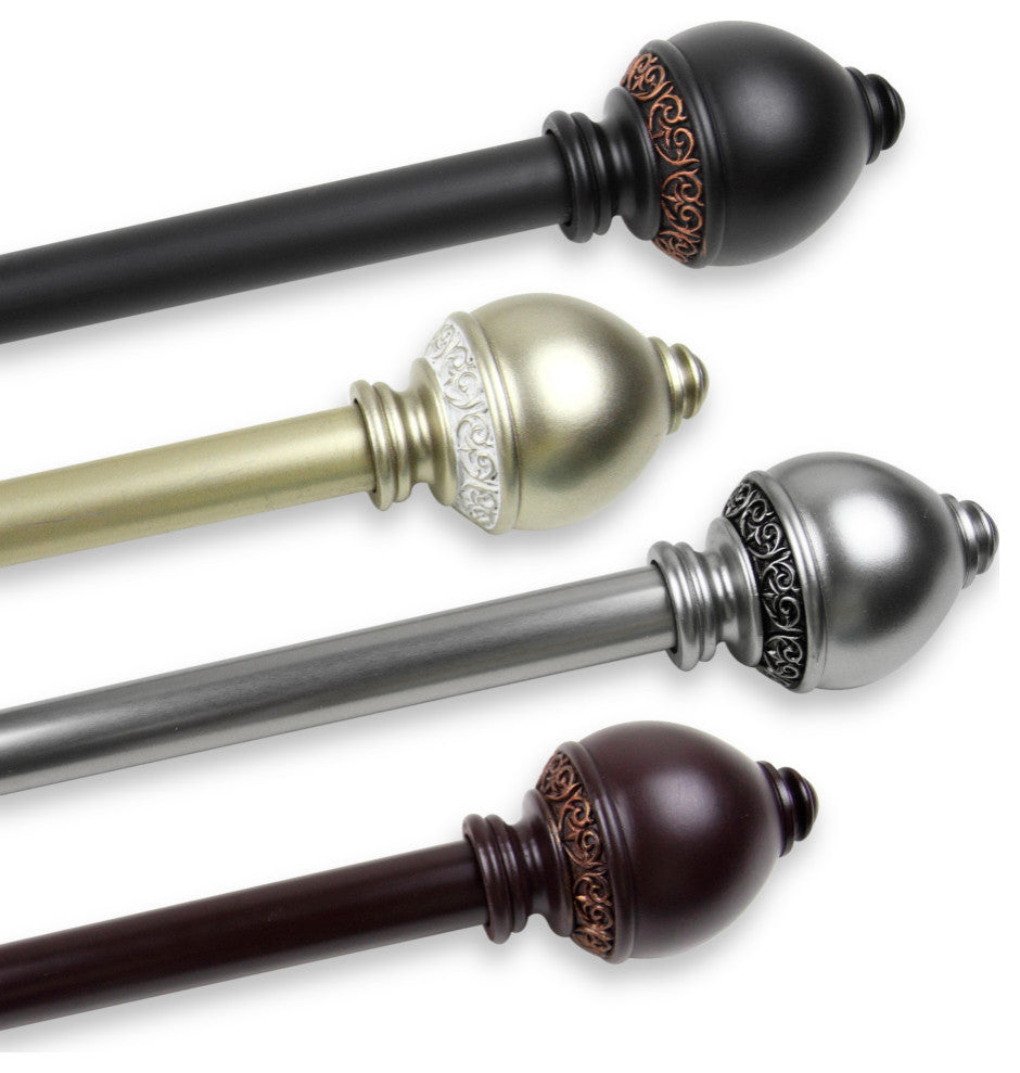 Anthea 1" Curtain Rod, Black, 160-240"