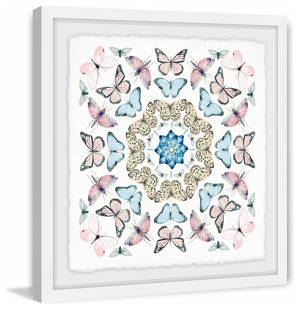 "Kaleidoscope Butterflies" Framed Painting Print, 24"x24"