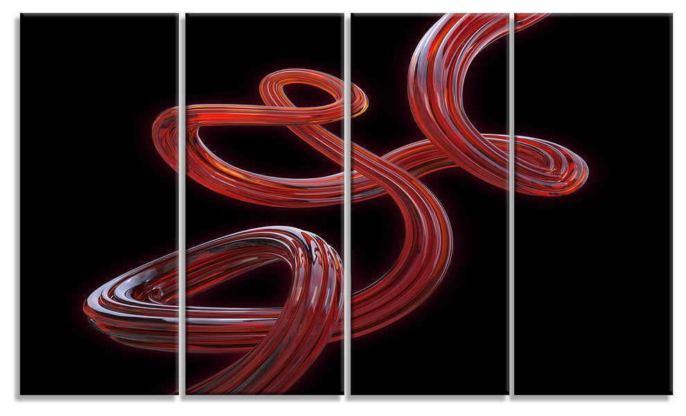 Flexible Caramel Line on Black, Abstract Canvas Art Print, 48"x28", 4 Panels