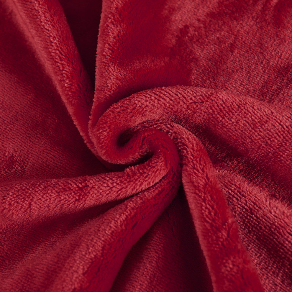 Christmas Solid Flannel Fleece Blanket, Red, Queen