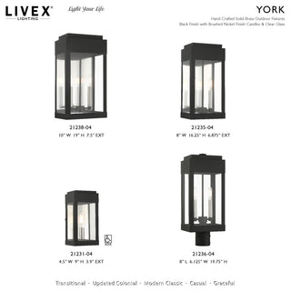 Livex Lighting 21238 York 2 Light 19" Tall Outdoor Wall Sconce - Brushed Nickel