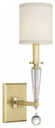 Paxton 1-Light Wall Mount, Antique Gold With White Silk Shade