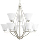 Bravo 9-Light, 2-Tier Chandelier, Brushed Nickel and Etched