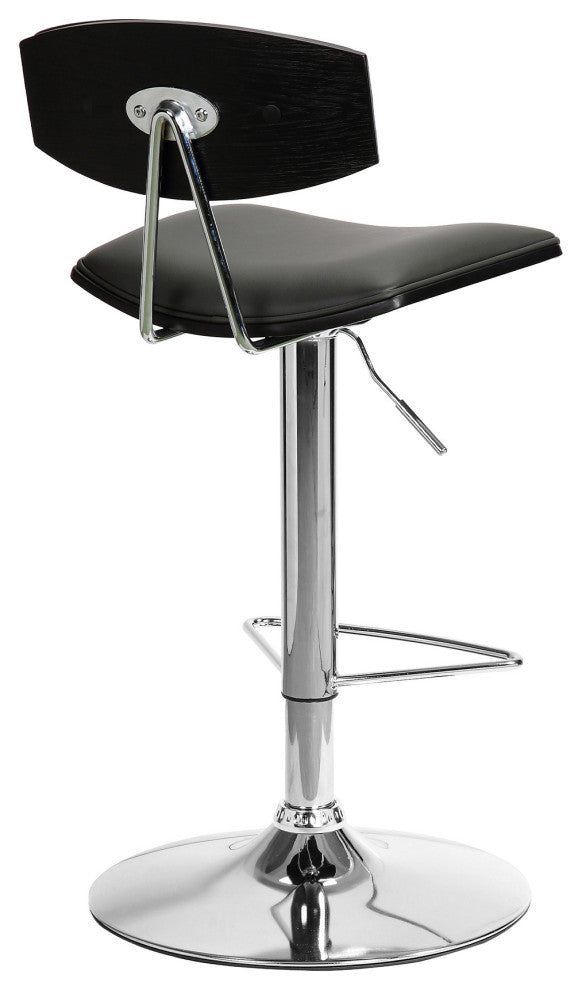 Gray Faux Leather Adjustable Chrome Base Swivel Bar Stool