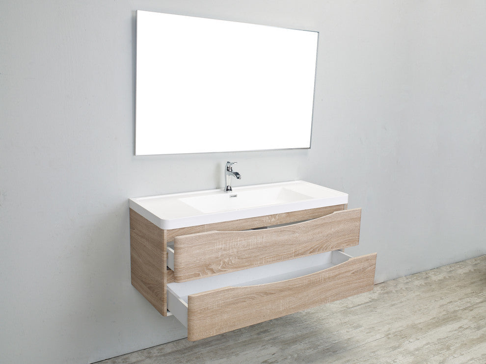 Eviva Smile 48 White Oak Modern Bathroom Vanity Integrated Acrylic Single Sink