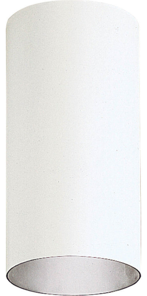 Cylinder 6" Outdoor Flush Mount, White and Metal shade