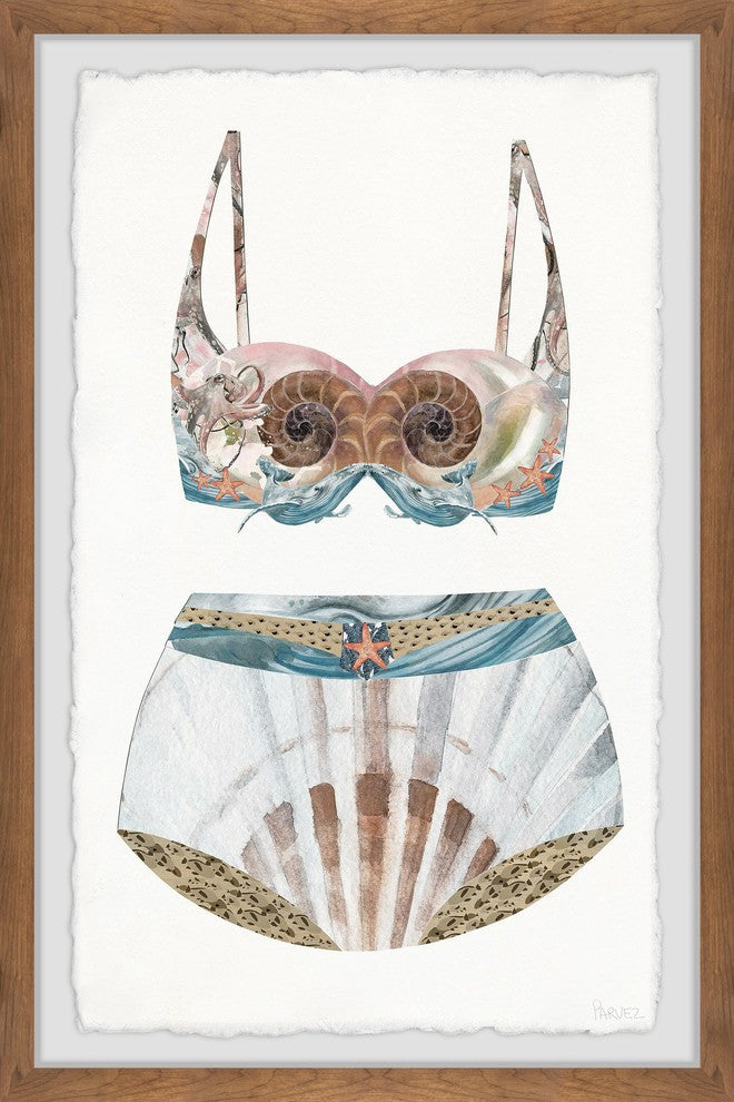 "Seashell Swimsuit" Framed Painting Print, 12"x18"