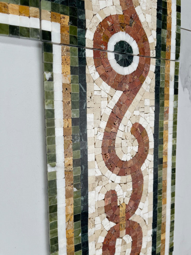 Coral Seagrass 8.3x17.7 Marble Mosaic Border Listello Tile Polished, 1 piece