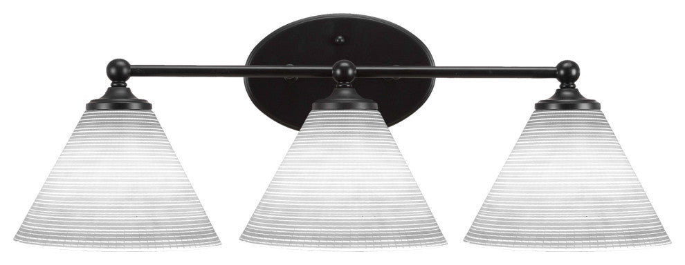 Capri 3-Light Bath Bar, Matte Black/White Matrix