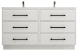 Victoria 60" Double Sink Solid Wood Bath Vanity, Glossy White