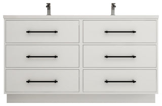 Victoria 60" Double Sink Solid Wood Bath Vanity, Glossy White