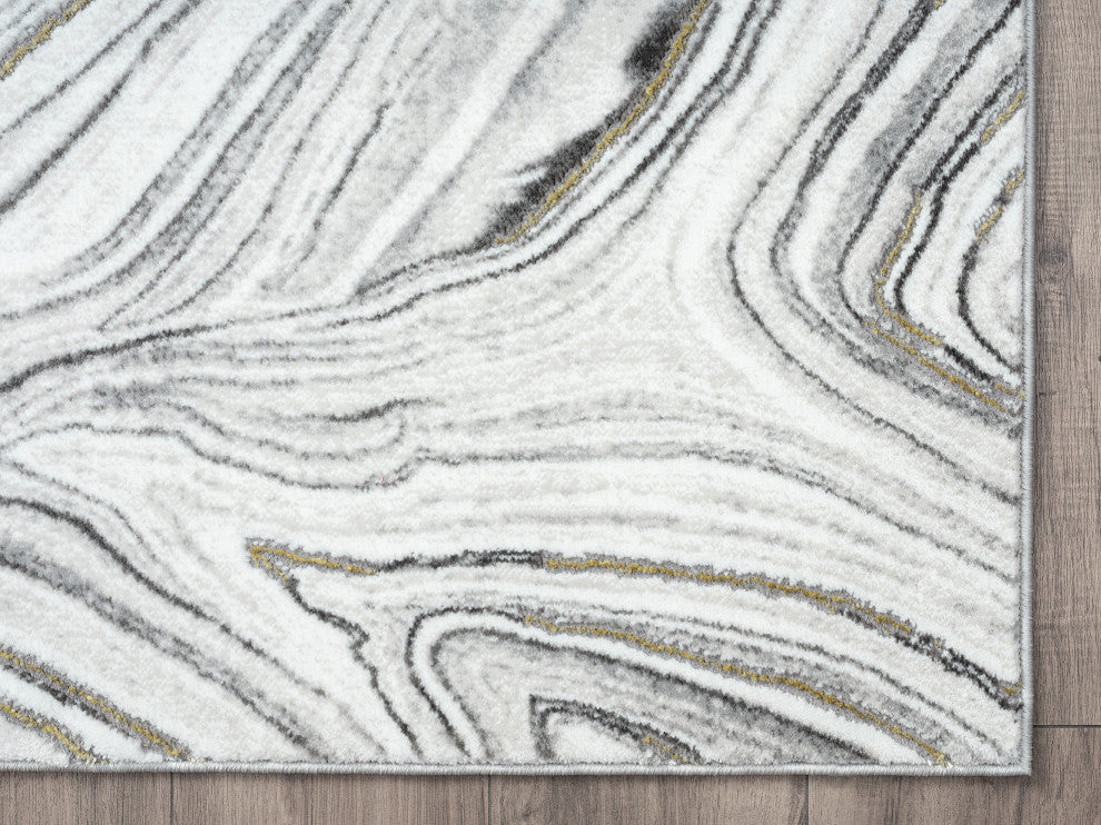 Abani Luna LUN160A Contemporary Granite and Gold Area Rug