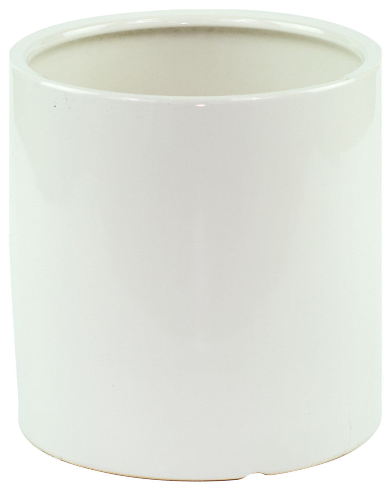 Ceramic Cylinder Pot Medium 8'' White