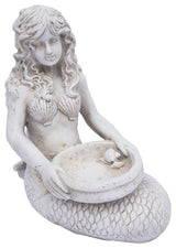 Coldcast Mermaid Birdbath / Feeder Antique White, 15.6"
