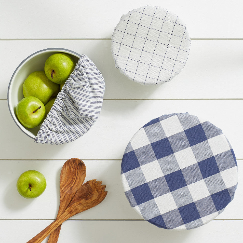 DII Asst French Blue Farmhouse Woven Dish Cover (Set of 3)