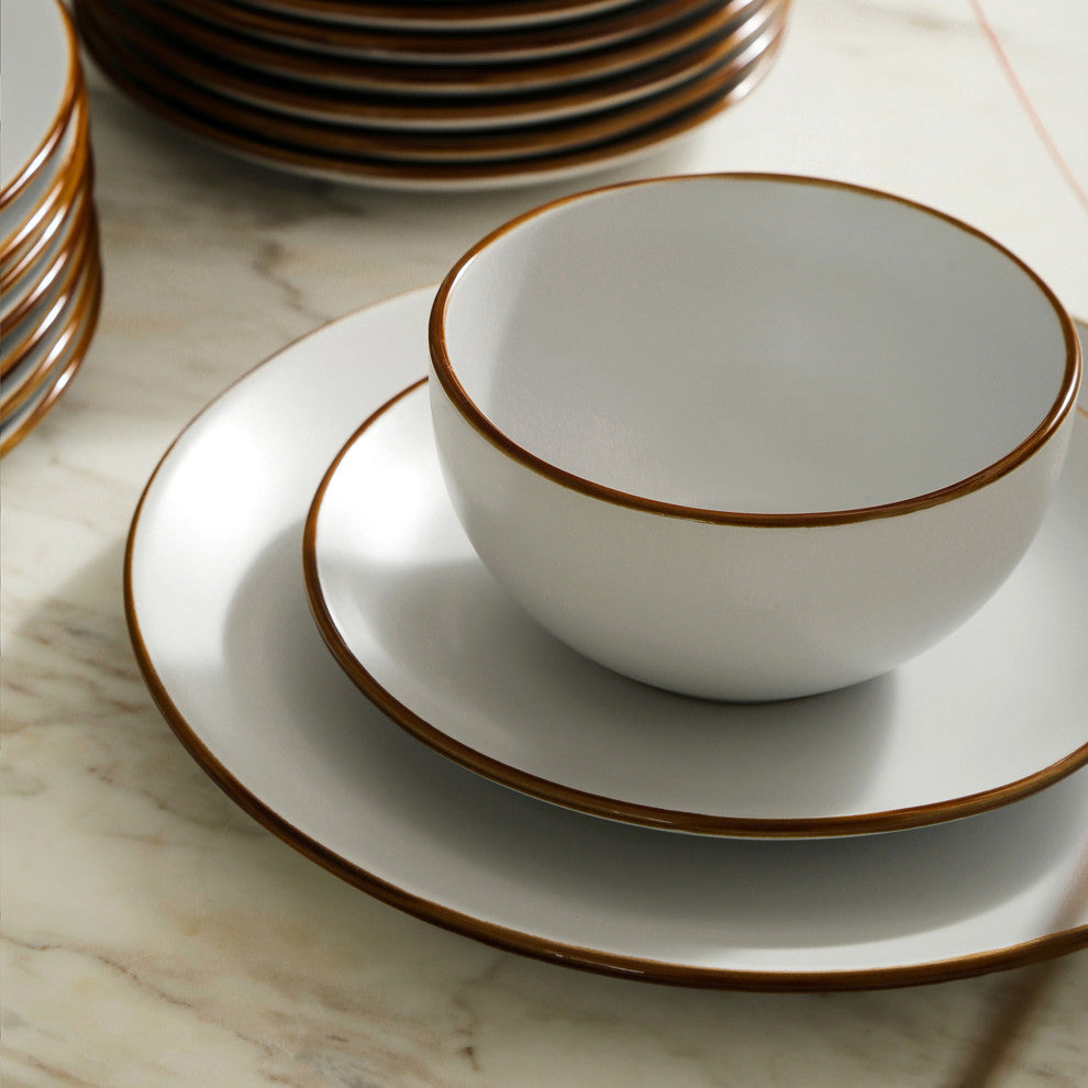 Stone Lain Brasa Stoneware 16 Piece Dinnerware Set, White