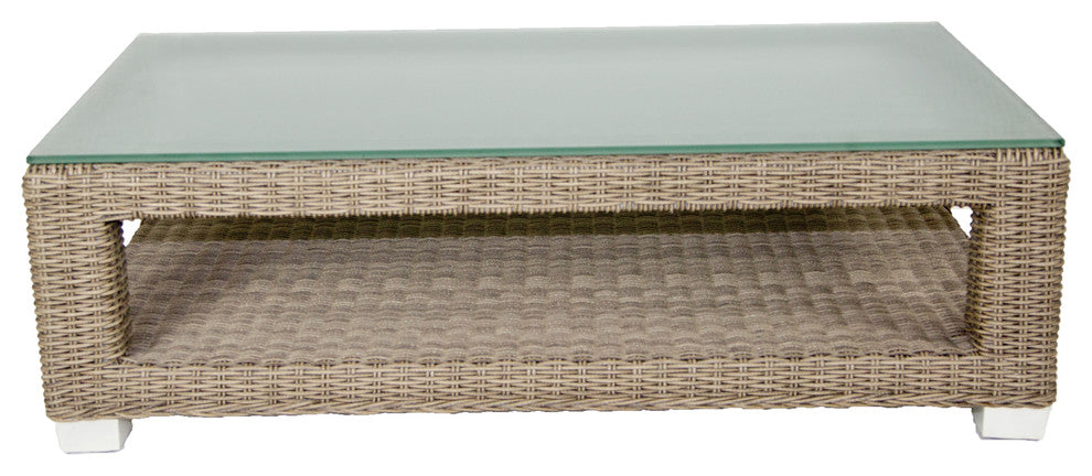 Palisades Outdoor Coffee Table With Tempered Glass Top