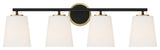4-Light Bathroom Vanity Light, Matte Black and Natural Brass