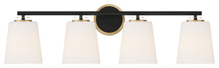 4-Light Bathroom Vanity Light, Matte Black and Natural Brass